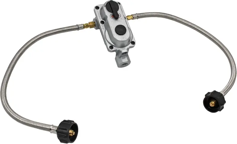 Flame King 2-Stage Auto-Changeover Lp Regulator With 18-Inch Steel-Braided Pigtails — Rv/Van/Trailer Ready 1