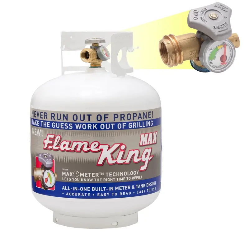 Flame King 20Lb Propane Cylinder – Opd Valve And Pressure Gauge 1