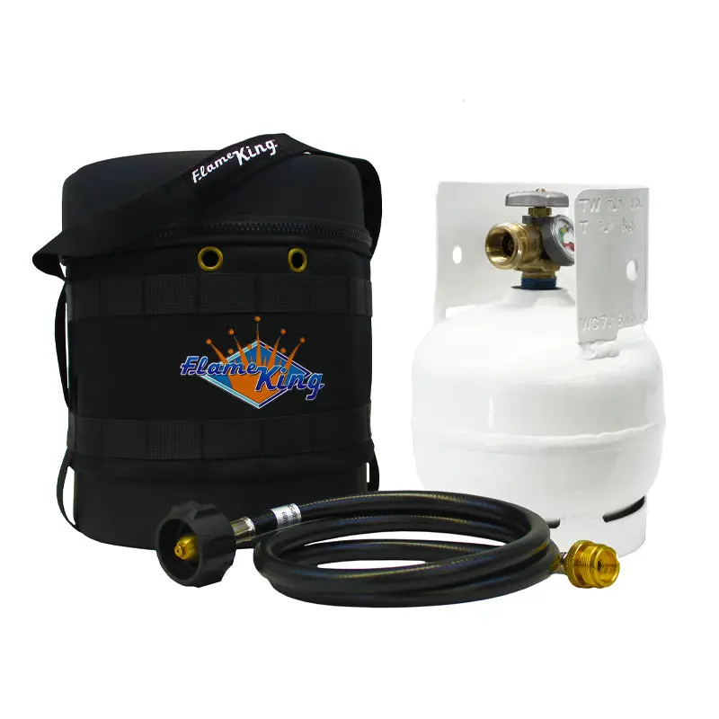 Flame King 3 Lb Propane Tank Hauler Kit – Includes Empty Tank, Adapter Hose, And Insulated Carry Case 1