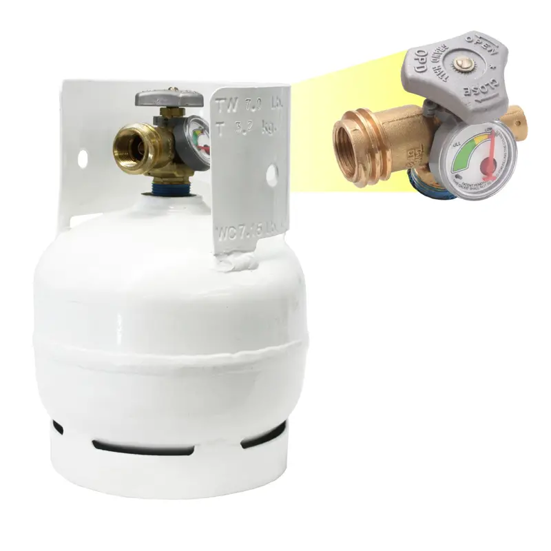 Flame King 3Lb Propane Cylinder With Opd Safety Valve And Pressure Gauge 1