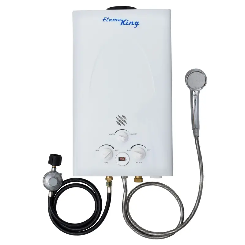 Flame King Tankless Portable Camping Shower – 10L/2.64 Gpm Propane Water Heater (68,000 Btu) 1