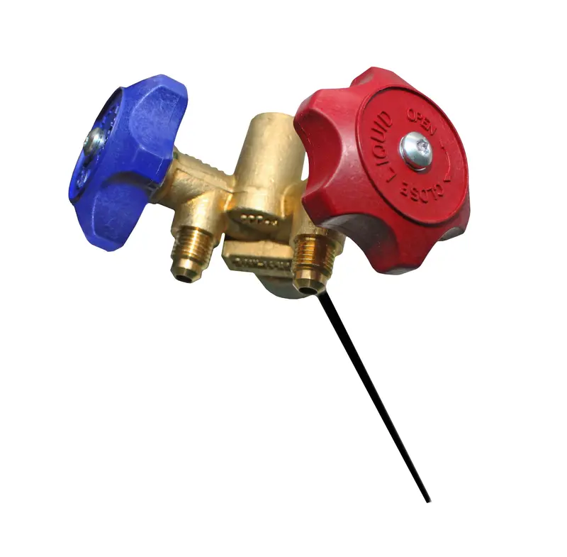 Flame King Y-Valve Assembly For 50 Lb Refrigerant Tanks — Aluminum Dip Tube & Filter 1
