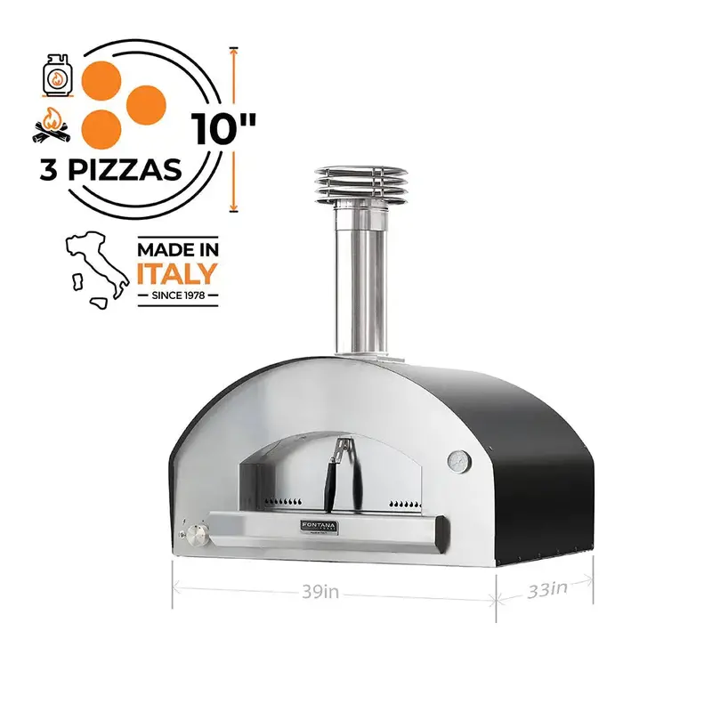 Fontana Forni Firenze 39" Anthracite Hybrid Gas-And-Wood Countertop Pizza Oven 1