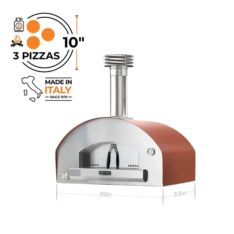 Fontana Forni Firenze 39" Red Hybrid Gas & Wood Countertop Pizza Oven 1