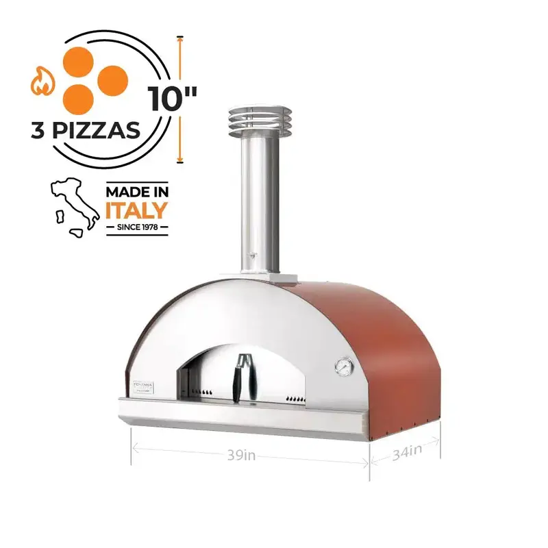 Fontana Forni Mangiafuoco 39" Red Finish Countertop Wood-Fired Pizza Oven 1
