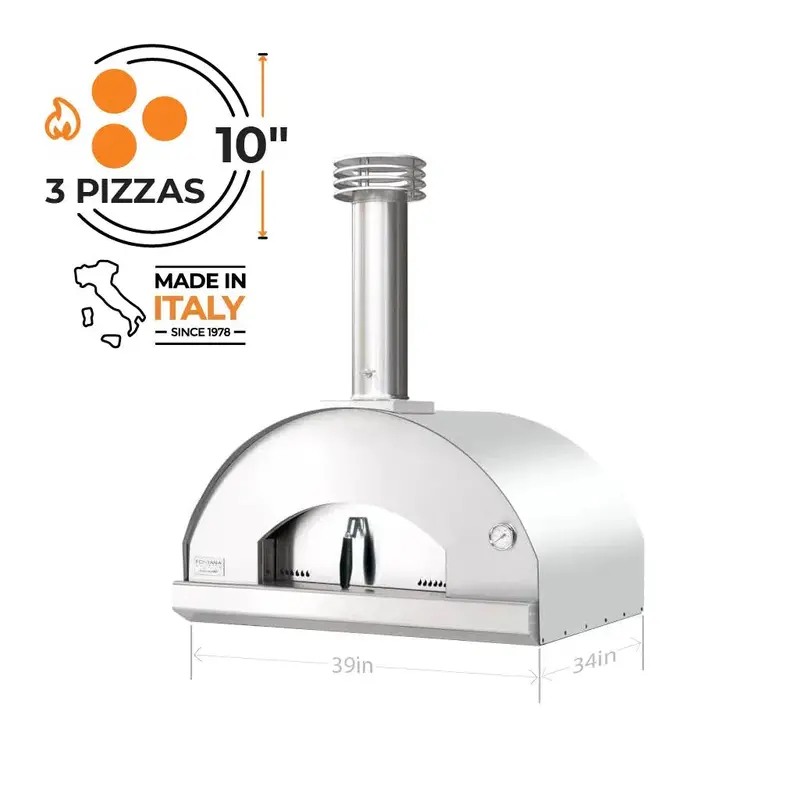 Fontana Forni Mangiafuoco 39" Stainless Steel Countertop Wood-Fired Pizza Oven 1