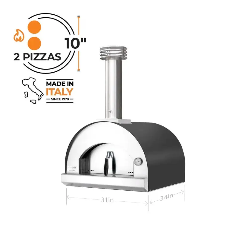 Fontana Forni Margherita 31" Anthracite Gray Countertop Wood-Fired Pizza Oven 1