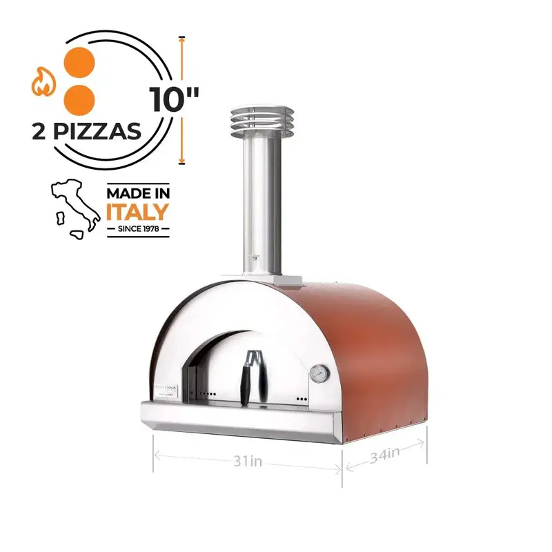 Fontana Forni Margherita 31" Red Finish Countertop Wood-Fired Pizza Oven 1