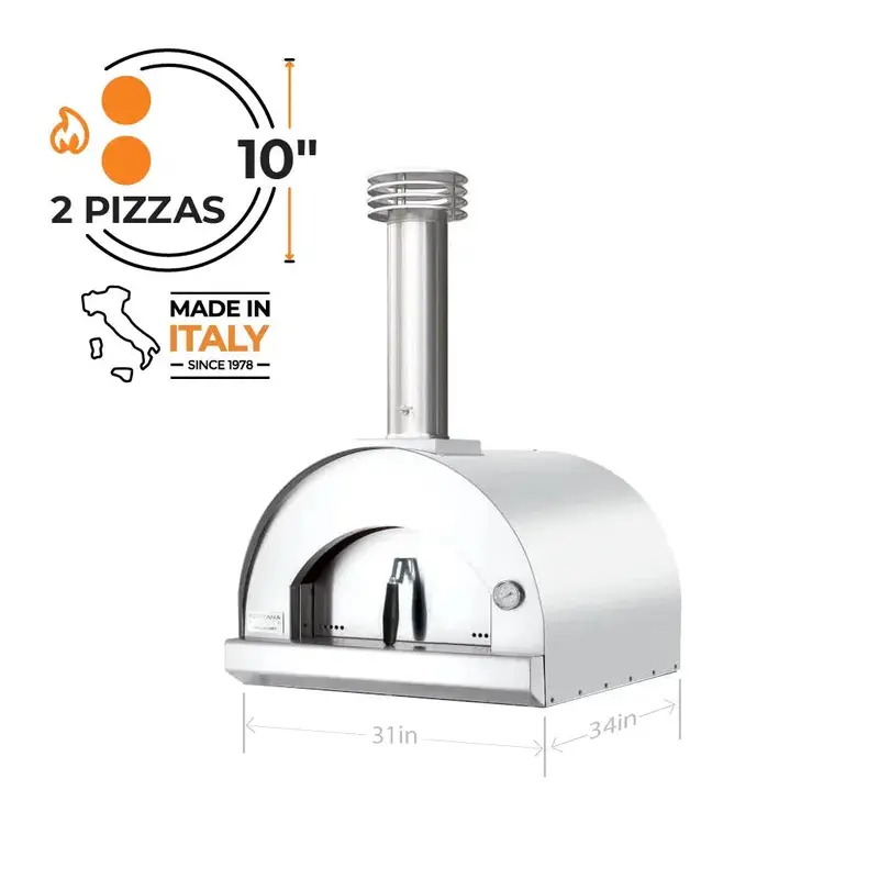 Fontana Forni Margherita 31" Stainless Steel Countertop Wood-Fired Pizza Oven 1