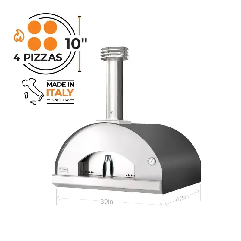Fontana Forni Marinara 39" Anthracite Gray Countertop Wood-Fired Pizza Oven 1
