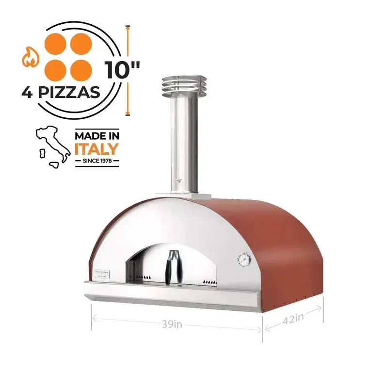 Fontana Forni Marinara 39" Red Finish Countertop Wood-Fired Pizza Oven 1