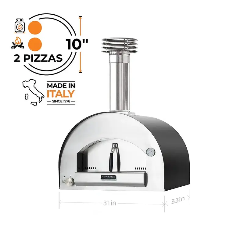 Fontana Forni Napoli 31" Anthracite Hybrid Gas & Wood Countertop Pizza Oven 1