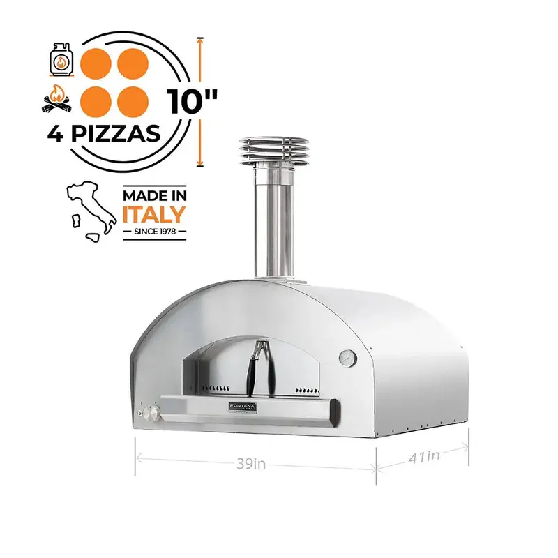Fontana Forni Roma 39" Stainless Steel Hybrid Gas & Wood Countertop Pizza Oven 1