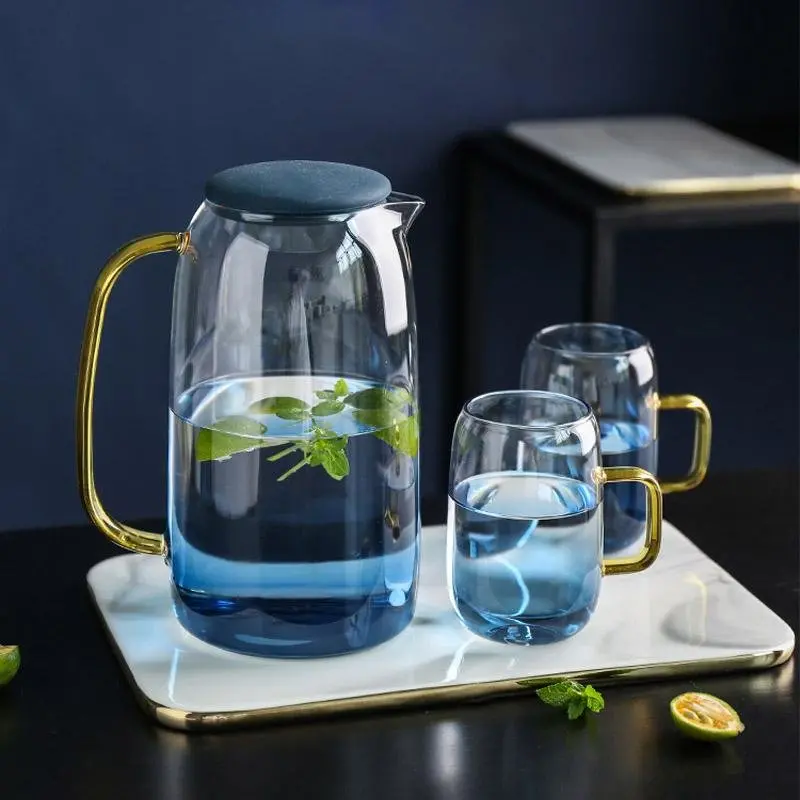 Frosted Cobalt Blue Glass Drinkware Set 1