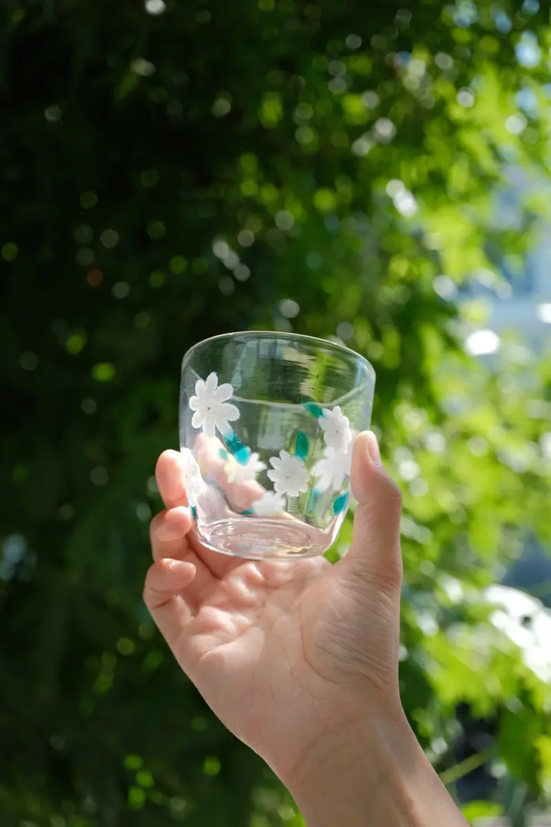 Fuji Glass Studio Floral Glass Drinking Cup 1