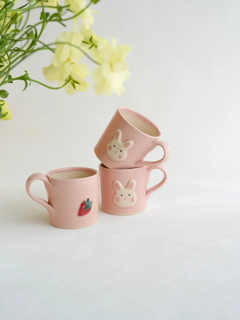 Fumiko Kondo Pink Rabbit Mini Mug Fk25 1