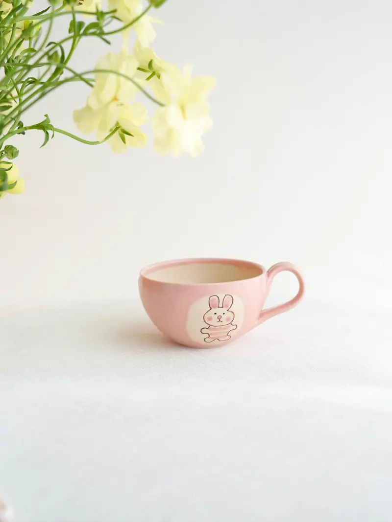 Fumiko Kondo Pink Rabbit Soup Mug Fk35 1