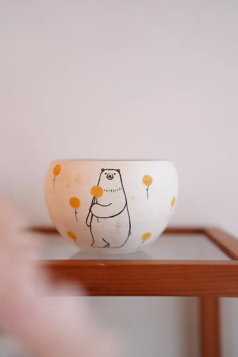 Hanamame Bear-Shaped Free-Form Ceramic Cup (#2) 1