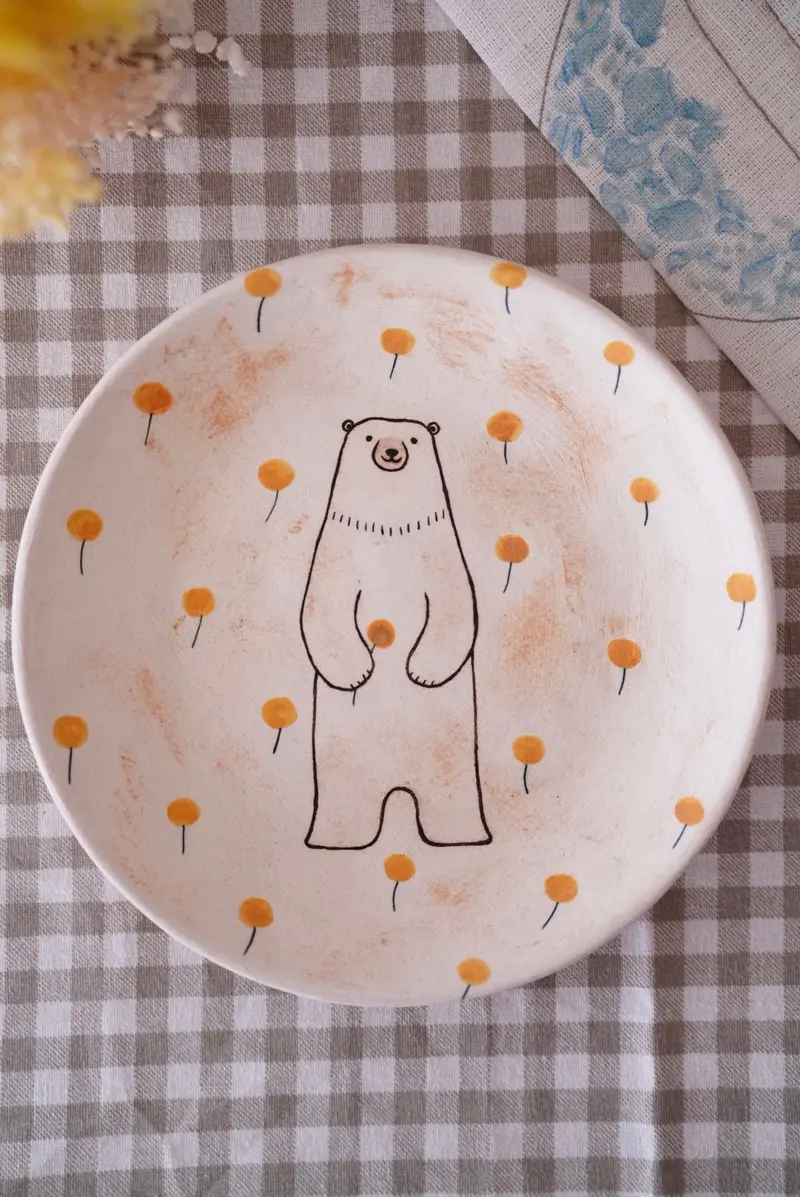 Hanamame Circular Ceramic Serving Plate (#4) 1