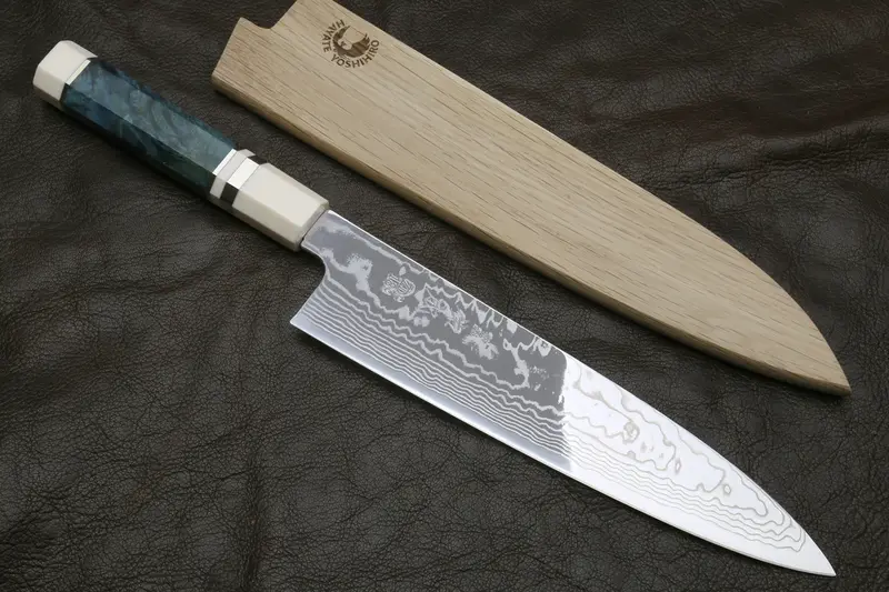 Hayate Sukenari Zdp-189 Damascus Gyuto – 240Mm Forged Chef Knife, Ivory-Bolstered Octagonal Handle 1