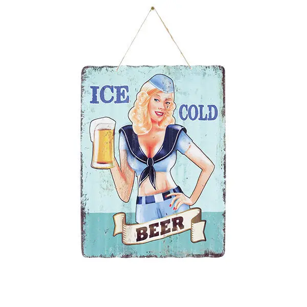 "Ice Cold Beer" Corrugated Metal Wall Sign 1