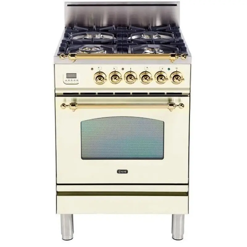 Ilve 24-Inch Nostalgie Series Freestanding Dual-Fuel Gas Range With Trim Kit 1