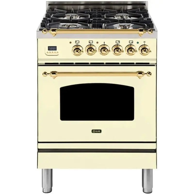 Ilve 24-Inch Nostalgie Series Freestanding Dual-Fuel Range With Trim Kit 1