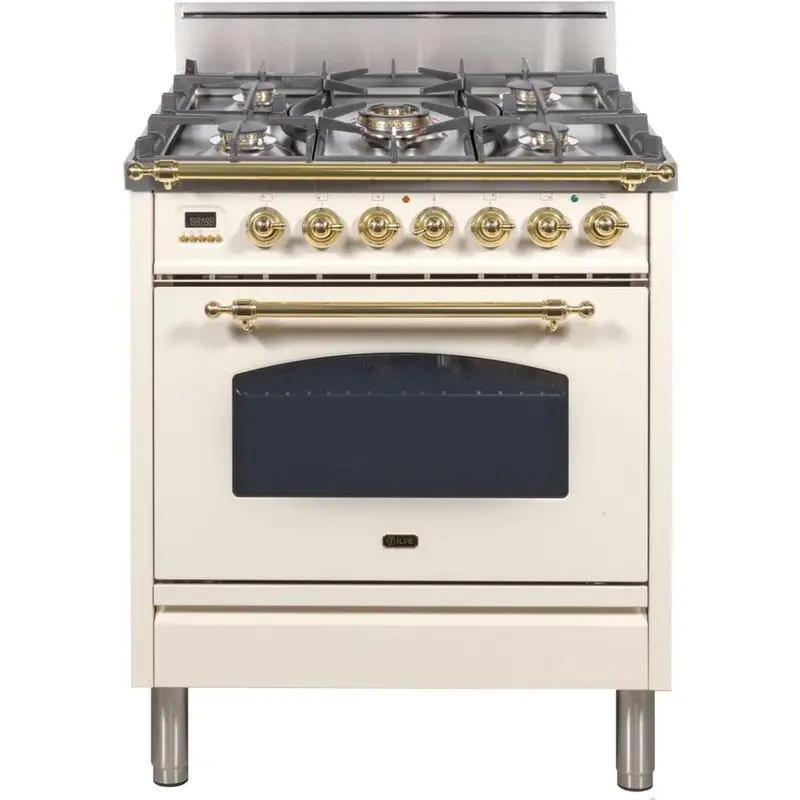 Ilve 30-Inch Nostalgie Series Freestanding Gas Range With Single Oven And Trim Kit 1