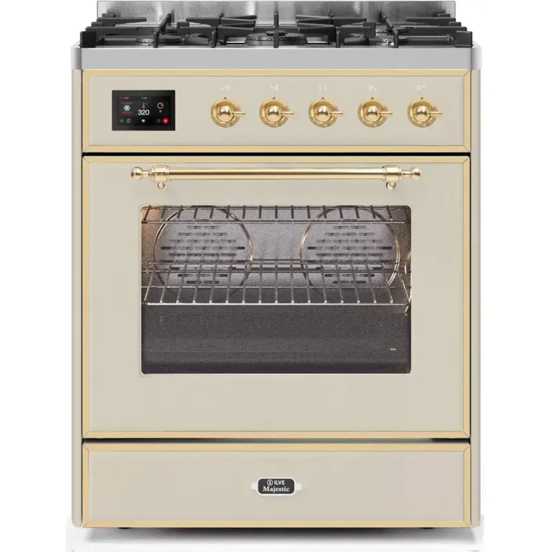 Ilve Majestic Ii 30-Inch 5-Sealed-Burner Dual Fuel Range (Liquid Propane Cooktop + Electric Oven) With Trim 1