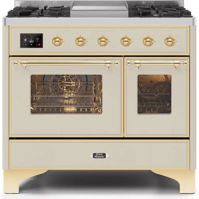 Ilve Majestic Ii 40-Inch 6-Sealed-Burner Dual Fuel Range (Liquid Propane Cooktop + Electric Oven) With Trim 1