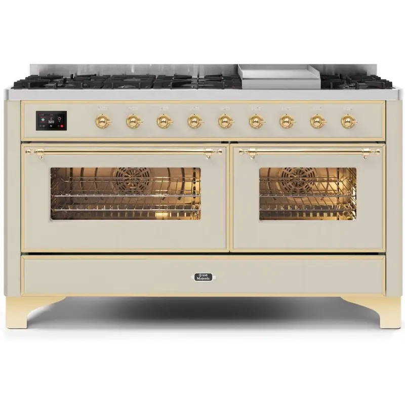 Ilve Majestic Ii 60-Inch 9-Sealed-Burner Dual Fuel Range (Liquid Propane Cooktop + Electric Oven) With Trim 1
