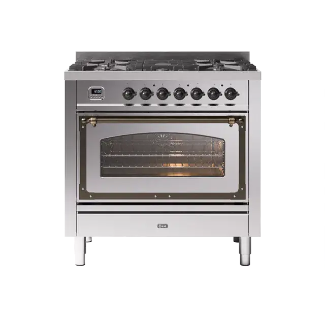 Ilve Nostalgie Ii Stainless Steel Freestanding Induction Range Featuring Bronze Finish & 4 Elements 1