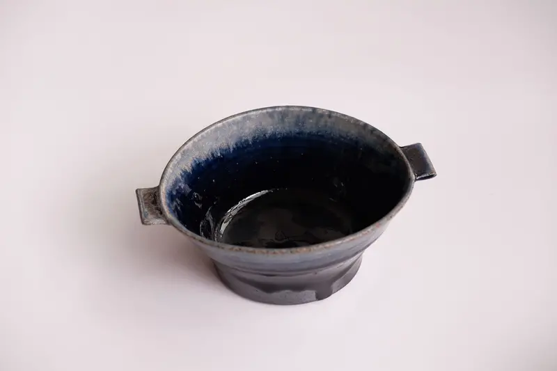 Indigo Blue Ceramic Bowl By Japanese Artist Kei Kawachi 1