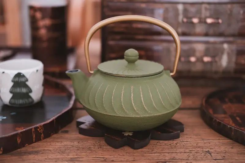 Iwachu Cast Iron Kyusu Teapot With Wave Texture – Tsurugane Series 1