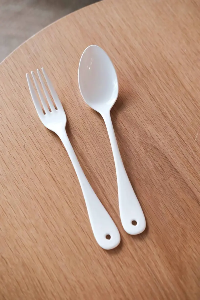 Japanese Enamel Dessert Spoon And Fork Set 2