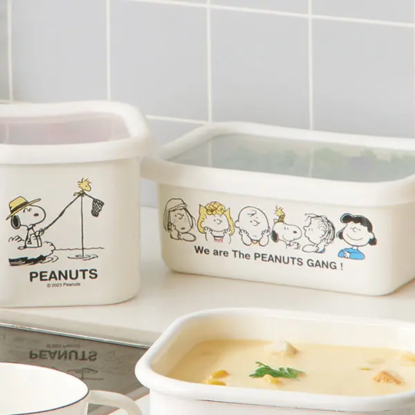 Japanese Enamel Snoopy-Themed Storage Canister 1