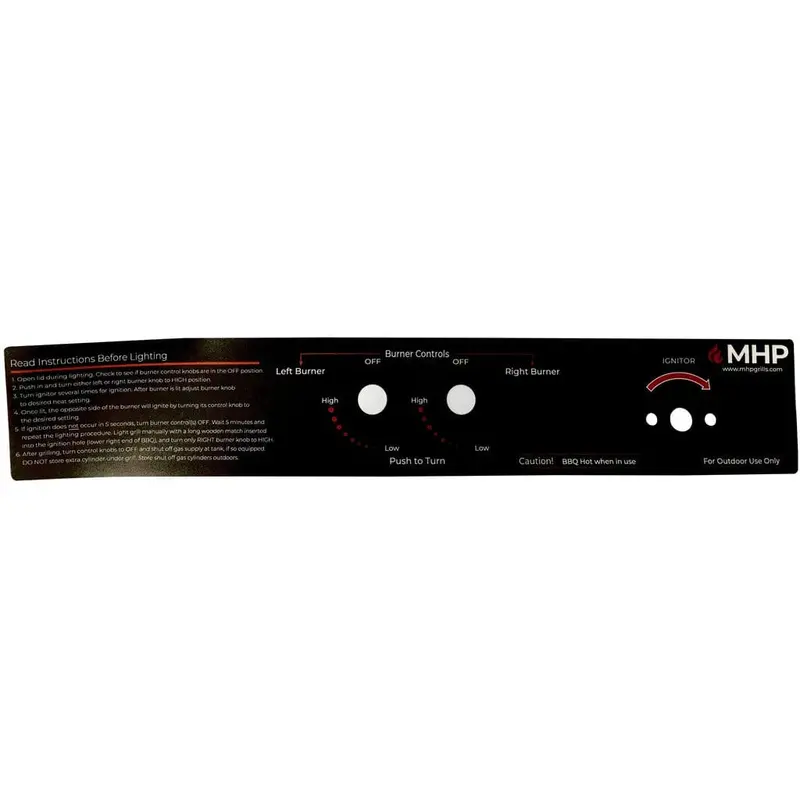 Jnr Grill Series Control Panel Label – Mhp Hhcplbl 1