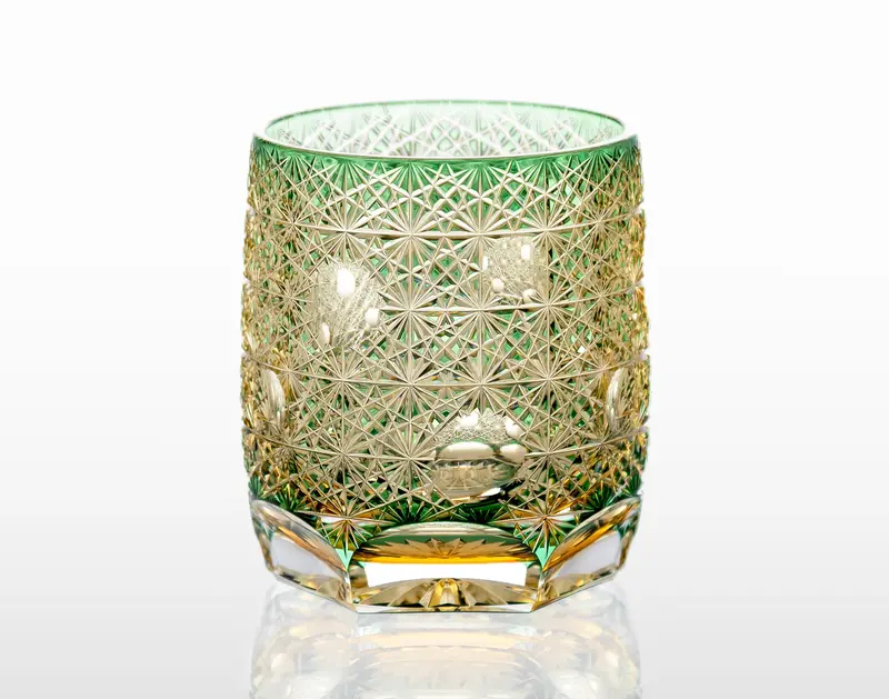 Kagami Crystal Edo Kiriko Kasaneirome Whiskey Glass – 'Marimo' By Junichi Nabetani, Living National Treasure 1