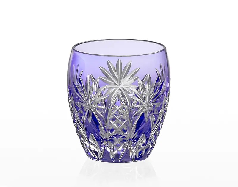 Kagami Crystal Edo Kiriko Purple Whiskey Glass – Bamboo Fence & Star 1