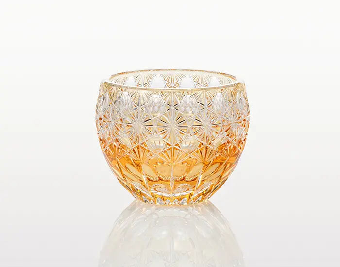 Kagami Crystal Edo Kiriko Sake Glass – Fuka (Dazzling Wind) Cut Design 1