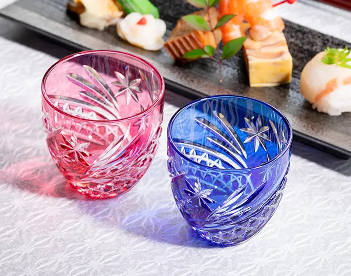 Kagami Crystal Edo Kiriko Sake Glasses – 'Seibo' (Starry Sky) Design 1