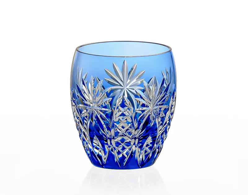Kagami Crystal Edo Kiriko Whiskey Glass – Bamboo Fence & Star Pattern (Blue) 1