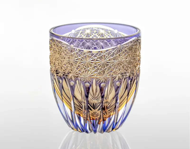Kagami Crystal Edo Kiriko Whiskey Glass 'Hana Kagami' By Satoshi Nabetani 1
