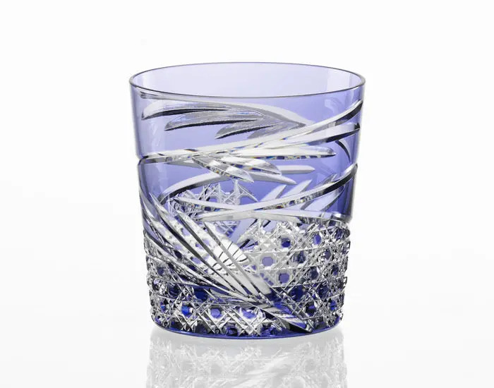 Kagami Crystal Edo Kiriko Whiskey Tumbler — 'Mai' Pattern In Lavender 1