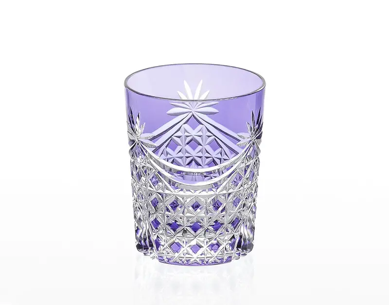 Kagami Crystal Edo Kiriko Whiskey Tumbler – Purple 'Drape & Tetragonal Basket Weave' 1