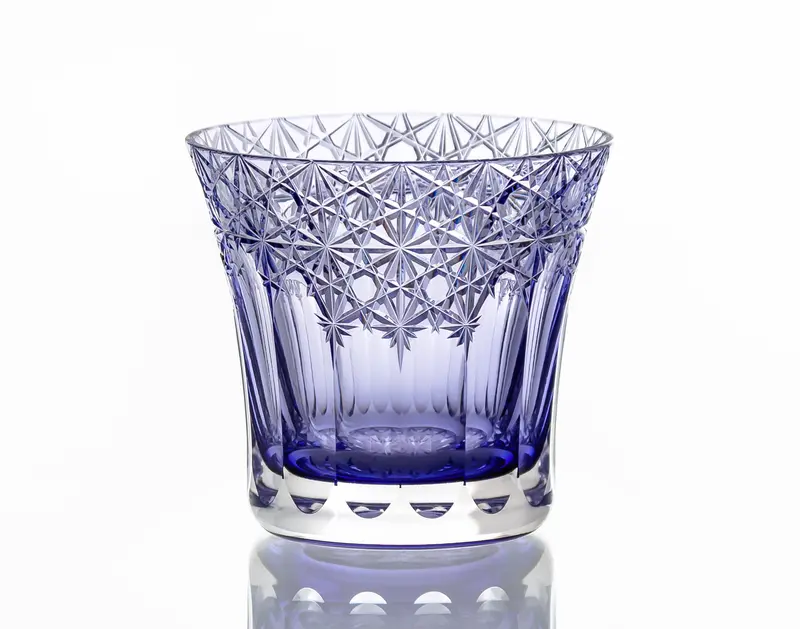 Kagami Crystal Edo Kiriko Whiskey Tumbler – 'Yume-Iro' Purple 1