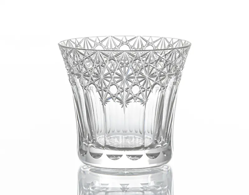 Kagami Crystal Edo Kiriko Whiskey Tumbler – 'Yume-Iro' White 1