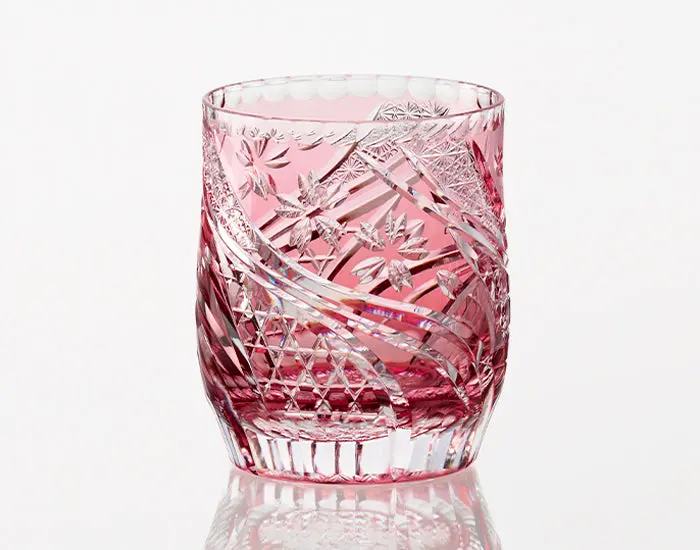 Kagami Crystal Sakura Nagare Whiskey Tumbler (Edo Kiriko) 1