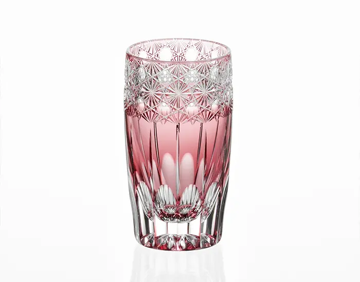 Kagami Crystal Slim Edo Kiriko Glass – 'Koka' Red Variant 1