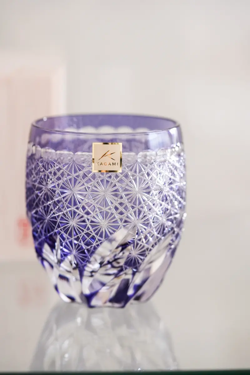 Kagami Crystal Whiskey Glass – Edo Kiriko Fuga Pattern 1